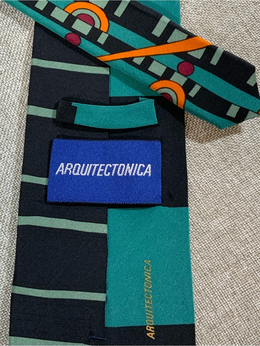 Arquitectonica Teal Geometric Silk Necktie Architect Design Wide Tie - Picture 5 of 8